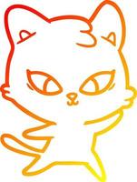 warm gradient line drawing cute cartoon cat vector