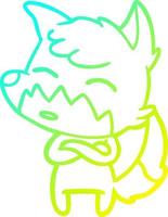 cold gradient line drawing cartoon fox vector