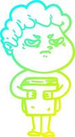 cold gradient line drawing cartoon angry man vector