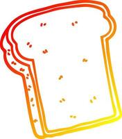 warm gradient line drawing cartoon slice of bread vector