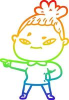 rainbow gradient line drawing cartoon woman vector