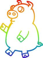 rainbow gradient line drawing cartoon funny pig vector