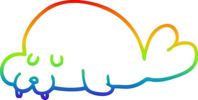 rainbow gradient line drawing cartoon walrus vector