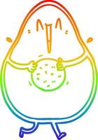 rainbow gradient line drawing happy cartoon avocado laughing vector