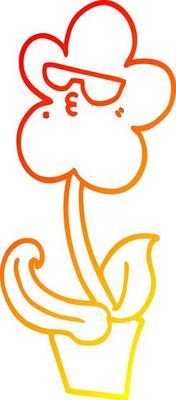 warm gradient line drawing cool cartoon flower