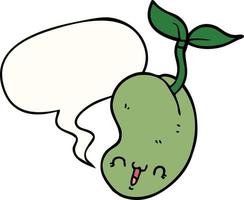 cute cartoon seed sprouting and speech bubble