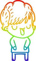 rainbow gradient line drawing cartoon woman talking vector