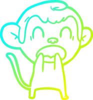 cold gradient line drawing shouting cartoon monkey vector