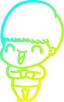 cold gradient line drawing happy cartoon boy vector