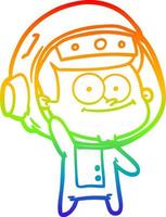 rainbow gradient line drawing happy astronaut cartoon vector