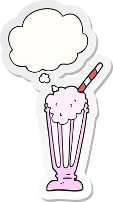 cartoon milkshake and thought bubble as a printed sticker
