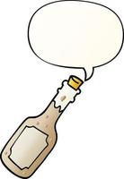 caricatura, botella de cerveza, y, burbuja del discurso, en, suave, gradiente, estilo