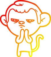 warm gradient line drawing cartoon monkey vector