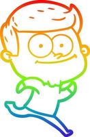 rainbow gradient line drawing cartoon happy man vector