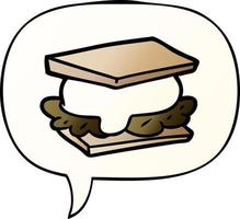smore cartoon and speech bubble in smooth gradient style vector