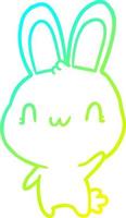 cold gradient line drawing cute rabbit waving vector