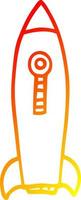 warm gradient line drawing cartoon space rocket vector