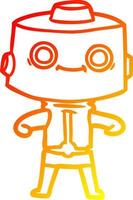 warm gradient line drawing cartoon robot vector