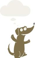 cartoon dog and thought bubble in retro style vector