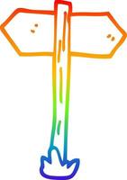 rainbow gradient line drawing cartoon painted direction sign posts vector