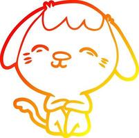 warm gradient line drawing happy cartoon dog vector