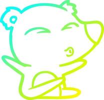 cold gradient line drawing cartoon whistling bear vector