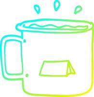 cold gradient line drawing cartoon camping mug vector