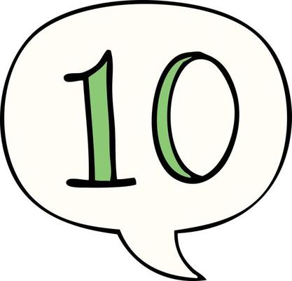 cartoon number 10 and speech bubble