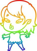 rainbow gradient line drawing cute cartoon vampire girl vector
