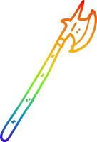 rainbow gradient line drawing cartoon medieval halberd vector