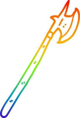 rainbow gradient line drawing cartoon medieval halberd