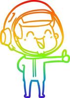 rainbow gradient line drawing happy cartoon astronaut vector