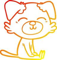 warm gradient line drawing cartoon dog vector
