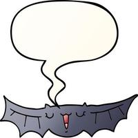 cartoon bat and speech bubble in smooth gradient style vector