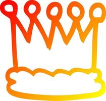 warm gradient line drawing cartoon crown vector