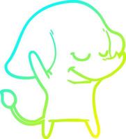 cold gradient line drawing cartoon smiling elephant vector