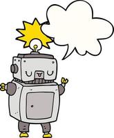 cartoon robot and speech bubble vector