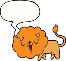 cute cartoon lion and speech bubble vector