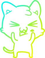 cold gradient line drawing cartoon cat hissing vector