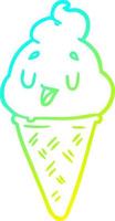 cold gradient line drawing cute ice cream vector