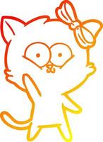 warm gradient line drawing cartoon cat vector