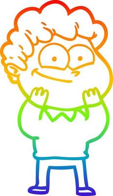 rainbow gradient line drawing cartoon happy man