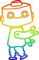 rainbow gradient line drawing cartoon robot vector