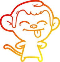 warm gradient line drawing funny cartoon monkey vector