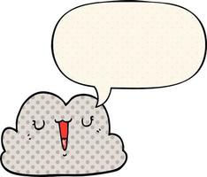 cute cartoon cloud and speech bubble in comic book style vector