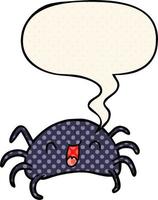 cartoon halloween spider and speech bubble in comic book style