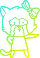 cold gradient line drawing cartoon cat vector
