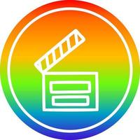 movie clapper board circular in rainbow spectrum vector