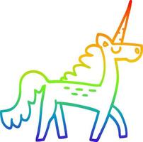 rainbow gradient line drawing cartoon mystical unicorn vector