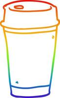 rainbow gradient line drawing cartoon take out coffee vector